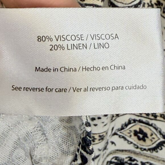 Indio Collective Womens Large Black White Paisley Boho Open Front Shirt Top - Picture 8 of 8